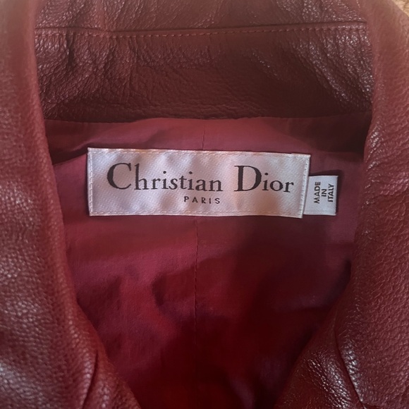 Christian Dior Burgundy Biker Leather Jacket Sz FR 34 US 2 - Picture 4 of 6